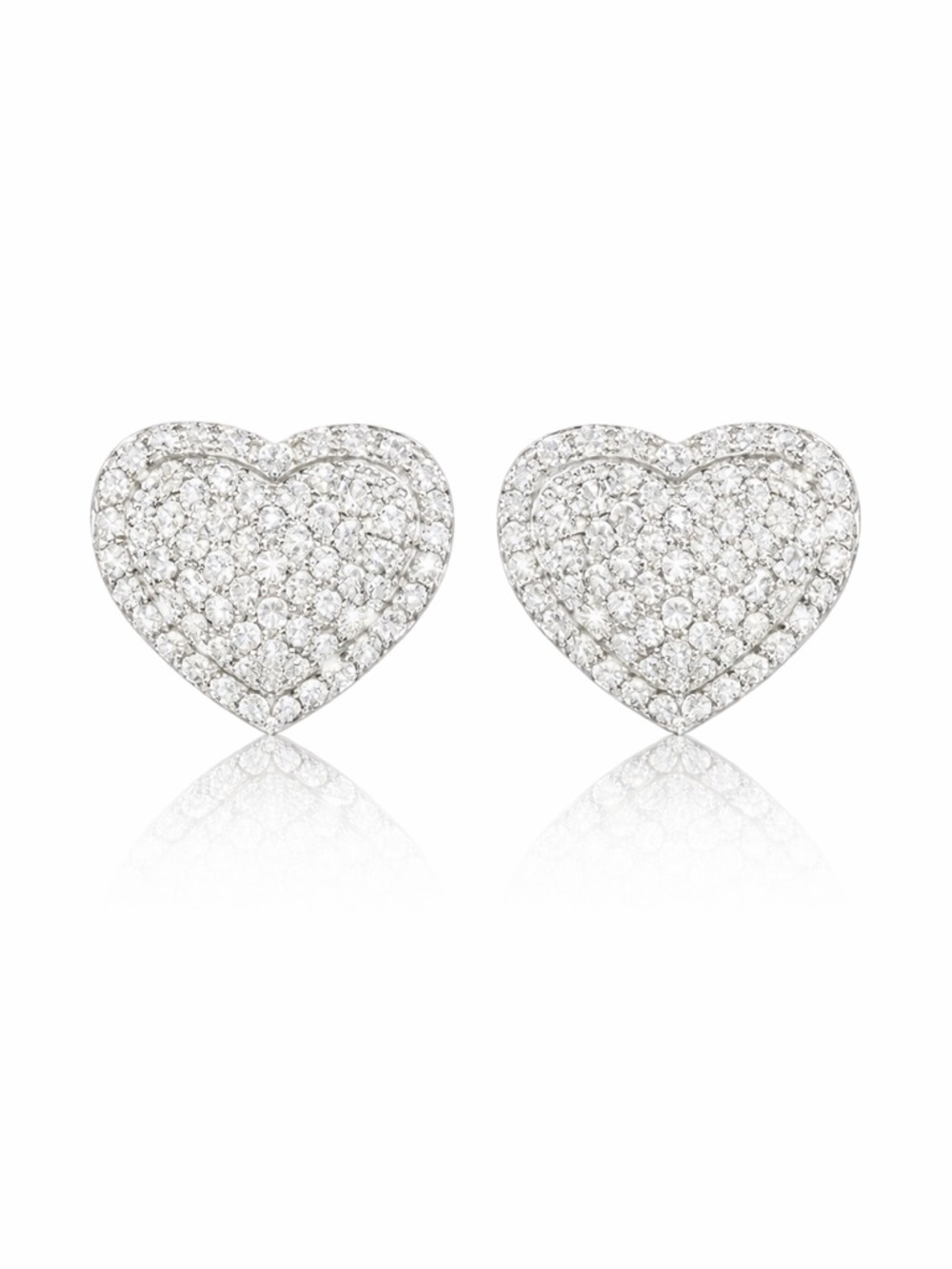 Silver Crystal Heart Stud Earrings - Picture 1 of 10